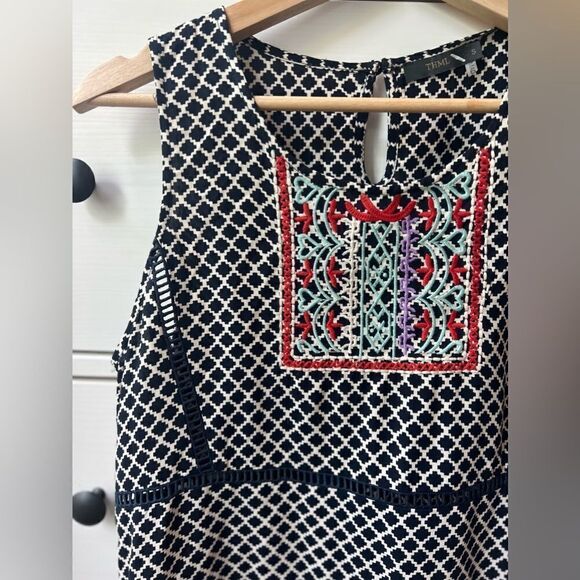 Thml Anthropologie Embroidered Print Tank Top size S casual summer boho black - Picture 4 of 13